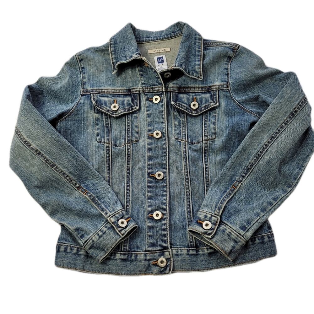 Vintage Gap Factory Store Stretch Denim Jacket Spring 2002 Grungy size Small